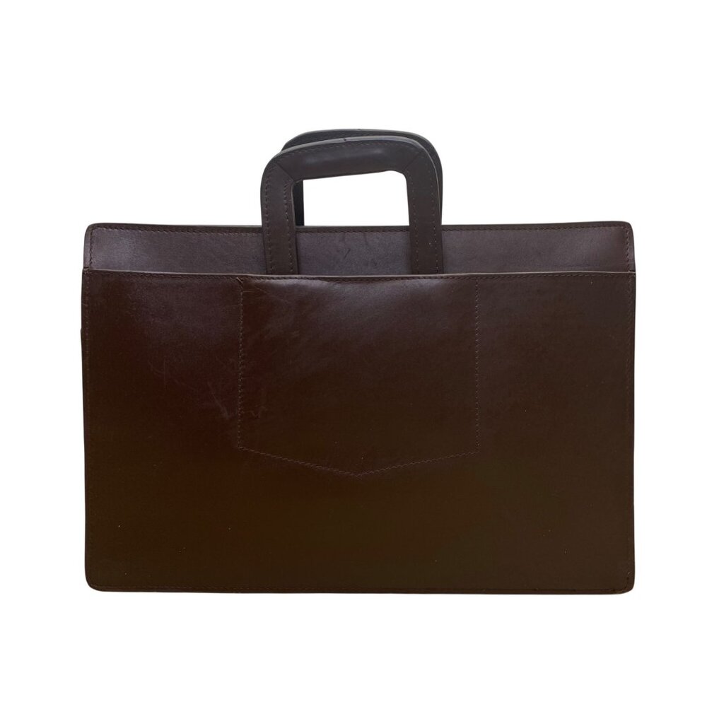 Pegasus Men’s Brown Leather Zippered Dual-Handle Handbag Briefcase